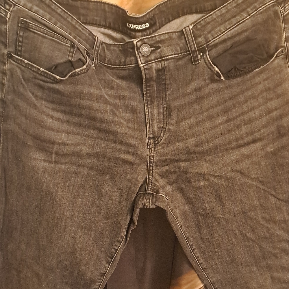 Express Women's Dark Gray Skinny Jeans